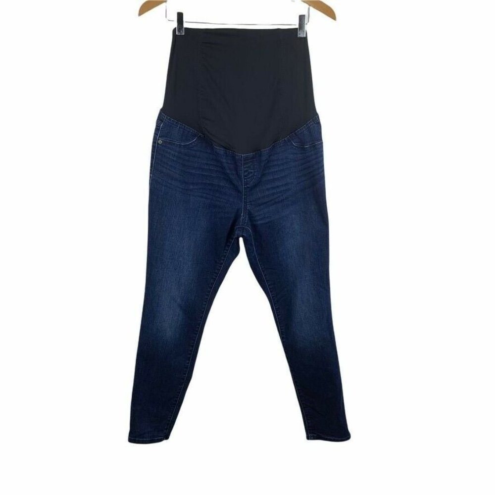 Isabel Maternity Skinny Jeans Belly Band Baby Bump Pregnancy Dark Wash Stretch‎